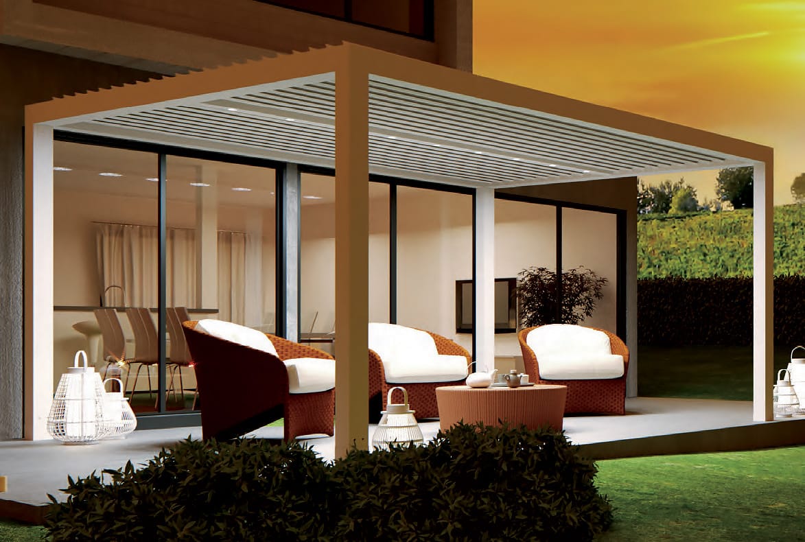 Modern pergola with a Retractable Pergola Cover