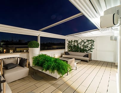 Modern pergola with a Retractable Pergola Cover