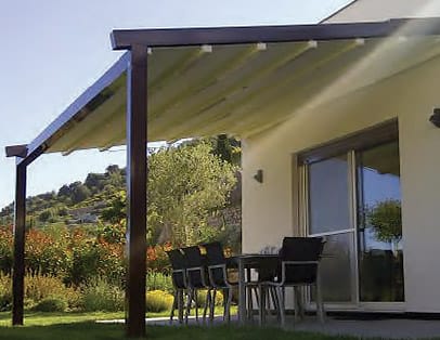 Modern pergola with a Retractable Pergola Cover