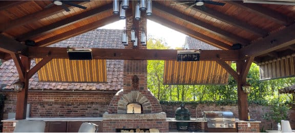 A Goodwin-Cole Installation! Roller Shades, Drop Screens shade a beautiful outdoor kitchen.